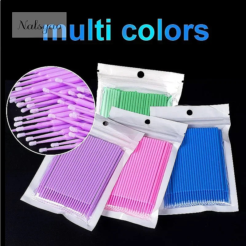 Eyelash Extension Removal - 100 stuks micro-wattenstaafjes, wimperreinigingsborsteltje, wimperverlenging microborsteltje,
